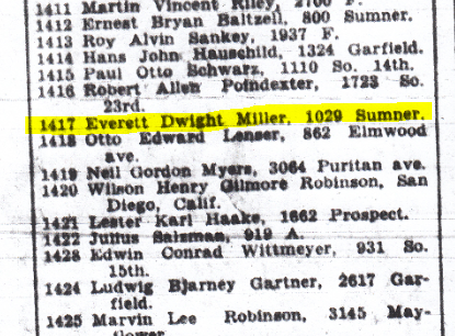 Everett D. Miller eligible for draft 1940